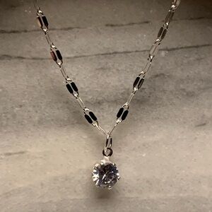 Sterling Silver .925 CZ Pendant Necklace 18”+2”